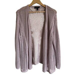 Lane Bryant 14/16 Lavender Open Cardigan Open Weave Short Sleeve Acrylic  Bohemi